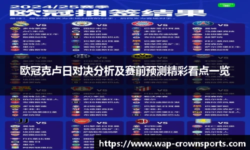 欧冠克卢日对决分析及赛前预测精彩看点一览
